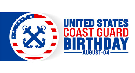 Fototapeta premium us coast guard birthday is observed every year in August. Holiday concept. Template for background, banner, card, poster, placard, design template with unique shapes with standard color.