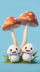 Obraz premium mushroom character with cute face emote