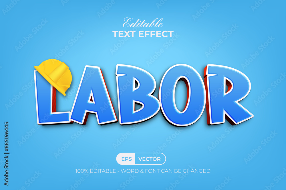 Poster labor text effect style. editable text effect.