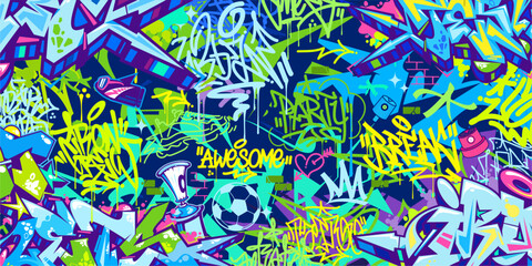 Trendy Abstract Hip Hop Urban Street Art Graffiti Style Vector Illustration Background Template