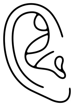 recommend clip art: Ear, earlap, listening and listen. Sense organs, hearing, sound and hear, illustration