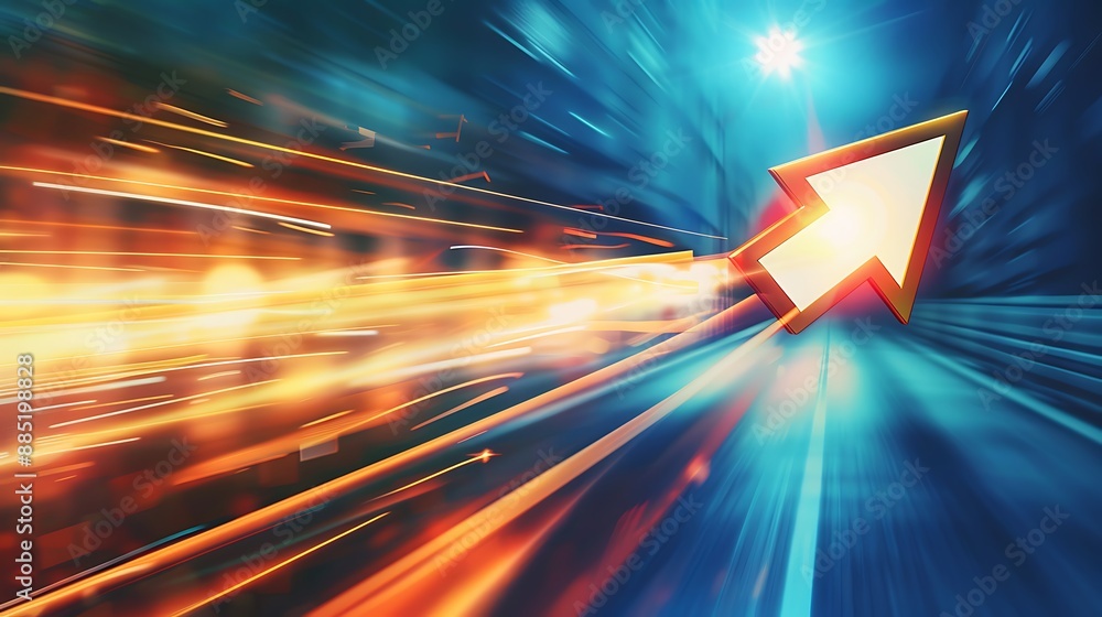 Poster abstract 3d digital technology future arrow with the concept of light speed background moving forwar
