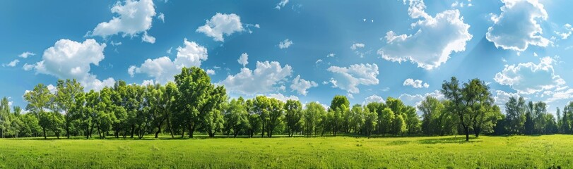 Summer Landscape with Green Trees and Blue Sky