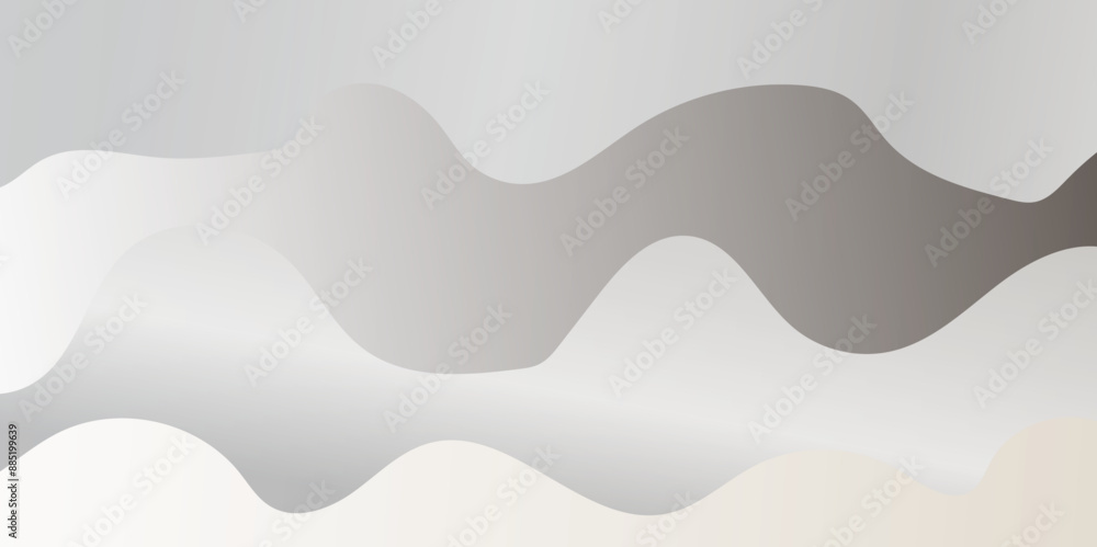 Aufkleber abstract white and gray gradient wave texture layered background with blank space design dynamic wav