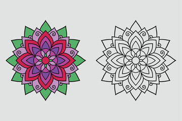Colorful Vector Mandala Design Bundle - Vintage, Simple, Minimal, Ornamental Floral Mandala Art