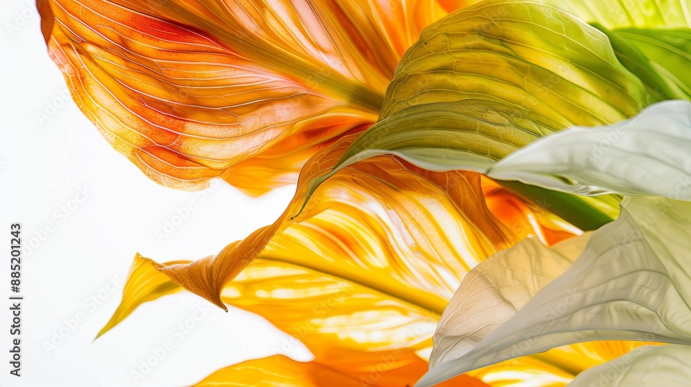 Poster abstract nature background with backlit leaves displaying their veins and structure