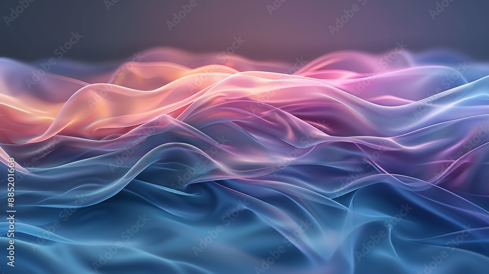 Poster abstract flowing waves of vibrant colors in a smooth gradient creating a mesmerizing, dreamy backgro