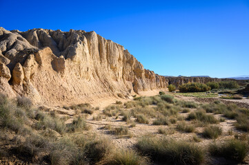 Dry desert gorge, Bardenas reales national park, Navarro, Spain.