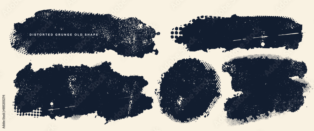 Poster glitch distorted grunge old shape. black modern trendy defect error shapes. grunge textured. glitch 
