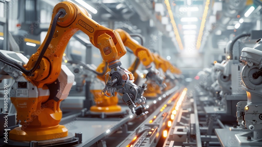 Poster witness the efficiency of our industrial factory, where robots handle repetitive tasks with ease. le