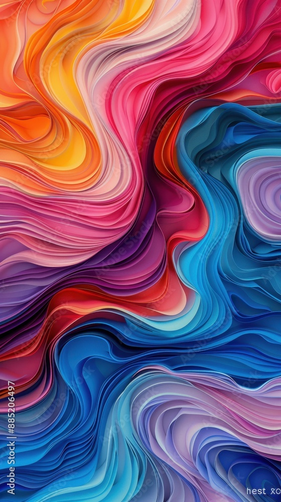 Poster digital art with swirling and flowing textures, vibrant colors, abstract patterns have copy space fo