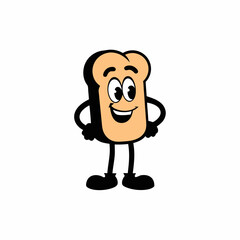 Bread cartoon character vector illustration