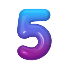 Fototapeta premium 3D number 5 with blue and violet gradient. Modern, vibrant, and abstract. Perfect for digital art, graphic design, and creative projects. Vector illustration