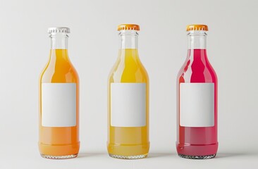 Bottle Mock-Up - Three Bottles. Horizontal Label.