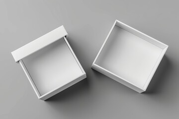 CAD illustration of a flat square gift box with an open and closed flap lid on a white background. A clipping path encircles the box.