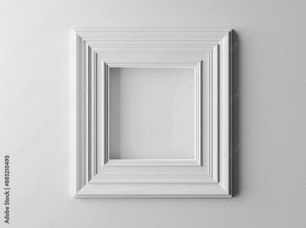 Poster Rendering of a white rectangular vertical frame hanging on a white wall