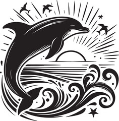 Obraz premium Dolphin silhouette vector art illustration