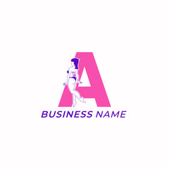design logo combine letter A and sexy girl