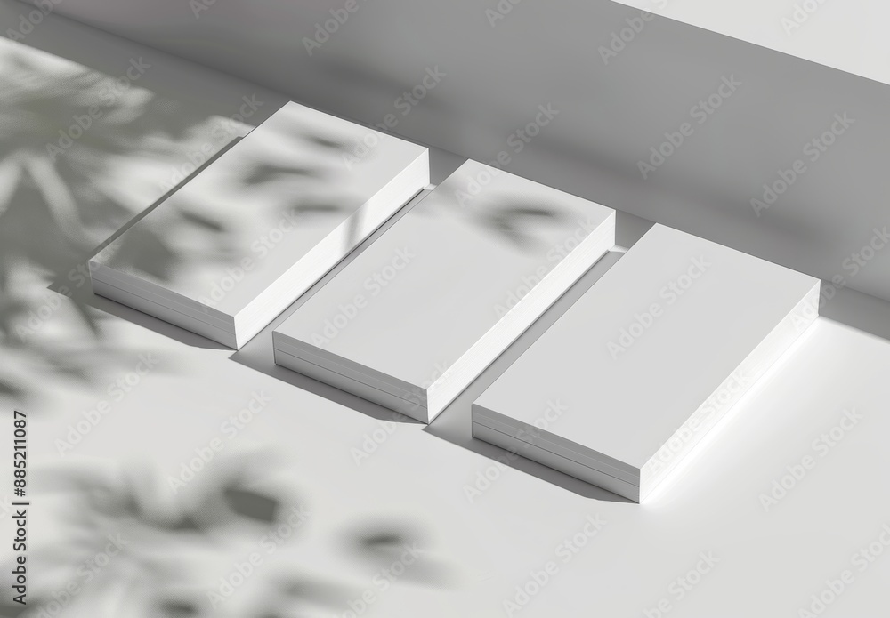 Aufkleber Opened Leaflet Mockup on gray background. Rendering in 3D.