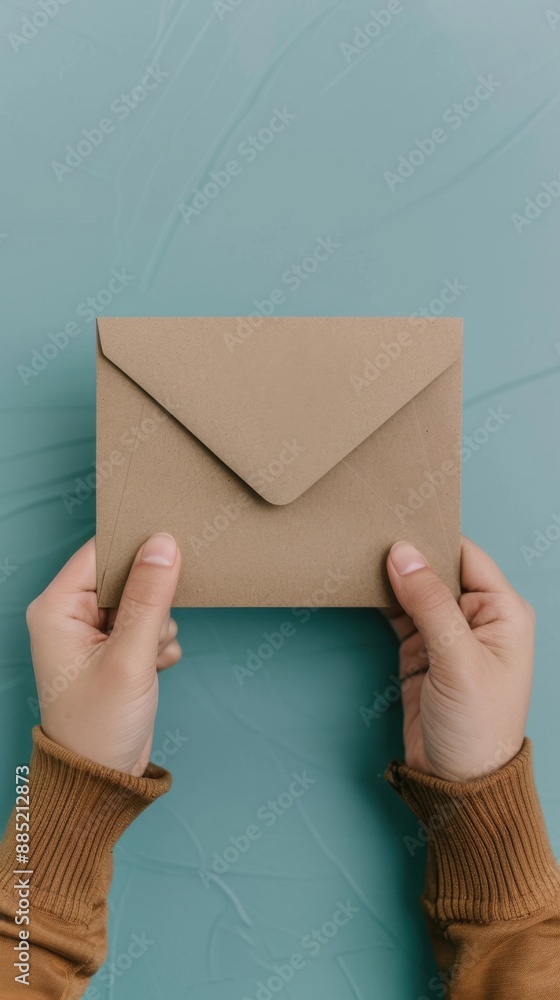 Poster person sending a digital invitation via email, representing fast and efficient communication, modern