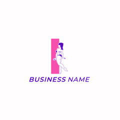 Obraz premium design logo creative letter I and striptease girl