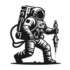 Astraunet black and white vector silhouette vector isolated on white background