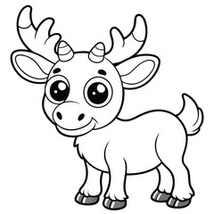 Moose line-art coloring page Vector silhouette vector on white background