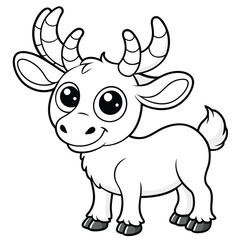 Moose line-art coloring page Vector silhouette vector on white background