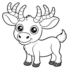 Moose line-art coloring page Vector silhouette vector on white background