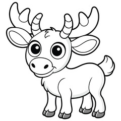 Fototapeta premium Moose line-art coloring page Vector silhouette vector on white background