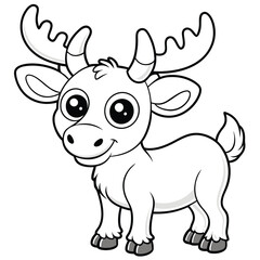 Moose line-art coloring page Vector silhouette vector on white background