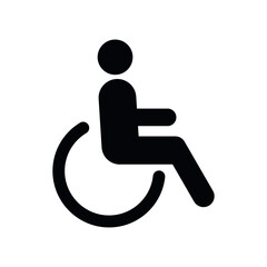 Disabled Person Vector Flat Icon. Handicapped or Accessibility Sign. Man in a Wheelchair Pictogram on White Background.