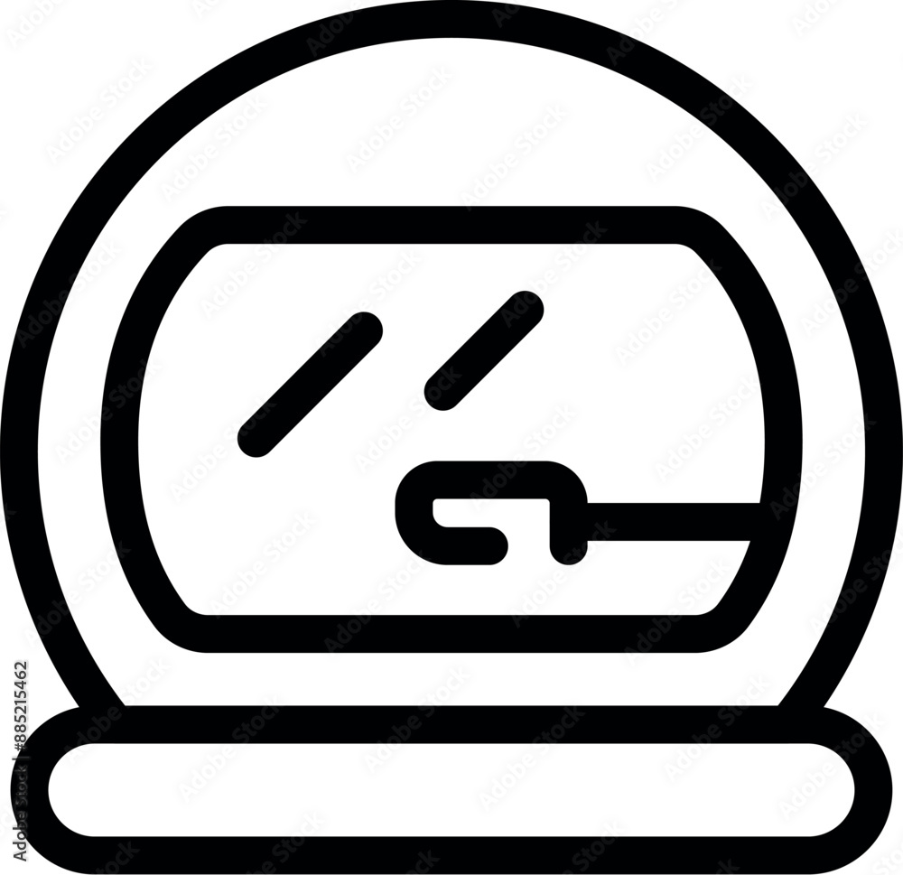 Poster simple icon of spaceship window showing astronaut sleeping in zero gravity, space travel concept
