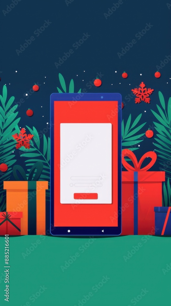 Poster wishlist creation app interface with holiday-themed design, wishlist creation, user-friendly. have c