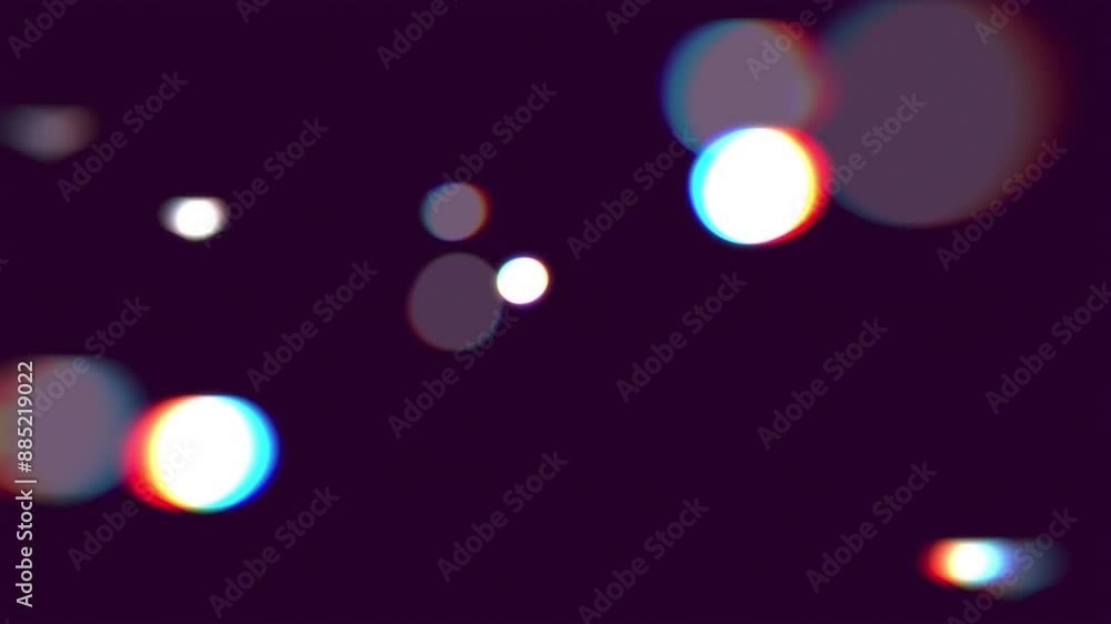 Poster Particles, bokeh and background with abstract, wallpaper and atom for motion graphic or design. Light, pattern and texture for animation, backdrop and energy with white circles, sparkle or transition