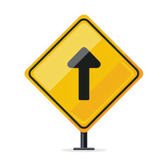 A yellow street sign, caution element, 3D render, minimalistic style