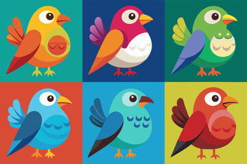 A set of bunches of birds vector art illustration