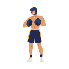 Martial arts character doing boxing. Isolated background.