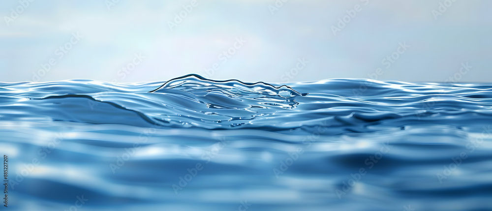Poster blue background with a super simple wave pattern, radiating calm and relaxation