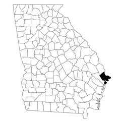 Map of Chatham County in Georgia state on white background. single County map highlighted by black colour on Georgia map. UNITED STATES, US