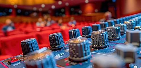 An audio mixer machine in the performance room