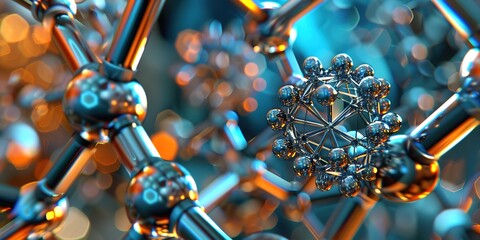 Illustration of a particle made of iron with a blur effect background