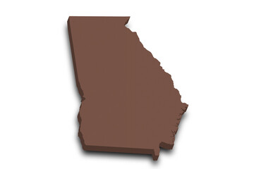 3d Map of Georgia state with color. United State of America, US, United State