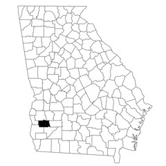 Map of Calhoun County in Georgia state on white background. single County map highlighted by black colour on Georgia map. UNITED STATES, US