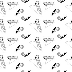 Fototapeta premium Surrealism elements pattern with abstract greek ancient sculptures. Vector hand drawn illustrations of modern statues and cosmic space, geometry psychedelic shapes.
