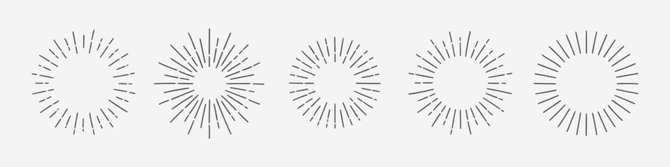 Fototapeta premium Vintage doodle Sunburst Explosion. Hand drawn fireworks and black rays