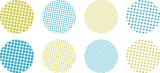 かわいいドット・ハーフトーンの円セット　ベクター　和風　和柄　Abstract dot circle, circle halftone geometric dot gradient