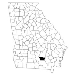 Map of Atkinson County in Georgia state on white background. single County map highlighted by black colour on Georgia map. UNITED STATES, US