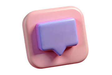 3d render pink minimal quadratic chat mail message notification chatting on white isolated background. illustration.