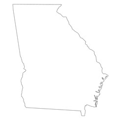 High detailed illustration map - outline Georgia State Map